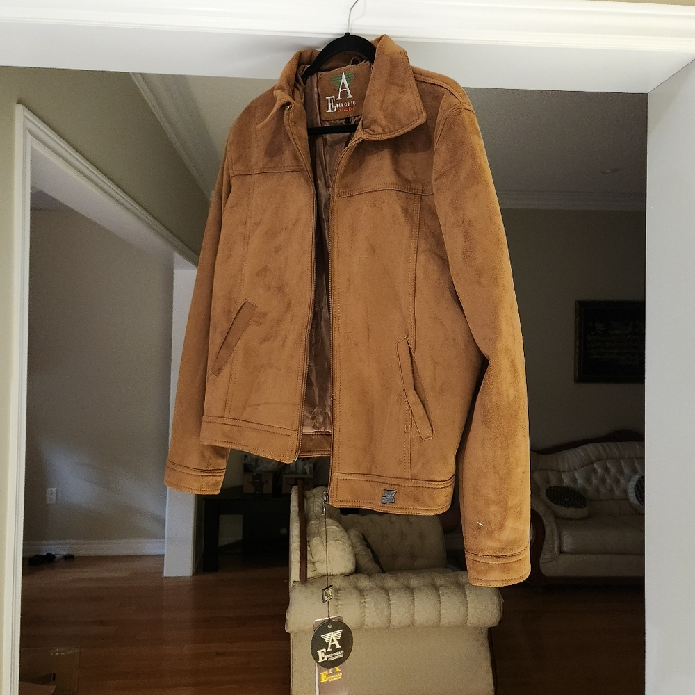A Emporio Collezione Men Brown Suede Jacket